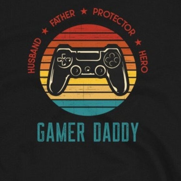 Husband Father Protector Hero Gamer Daddy T-shirt for Father's Day, Best Dad Tee - Picture 2 of 4